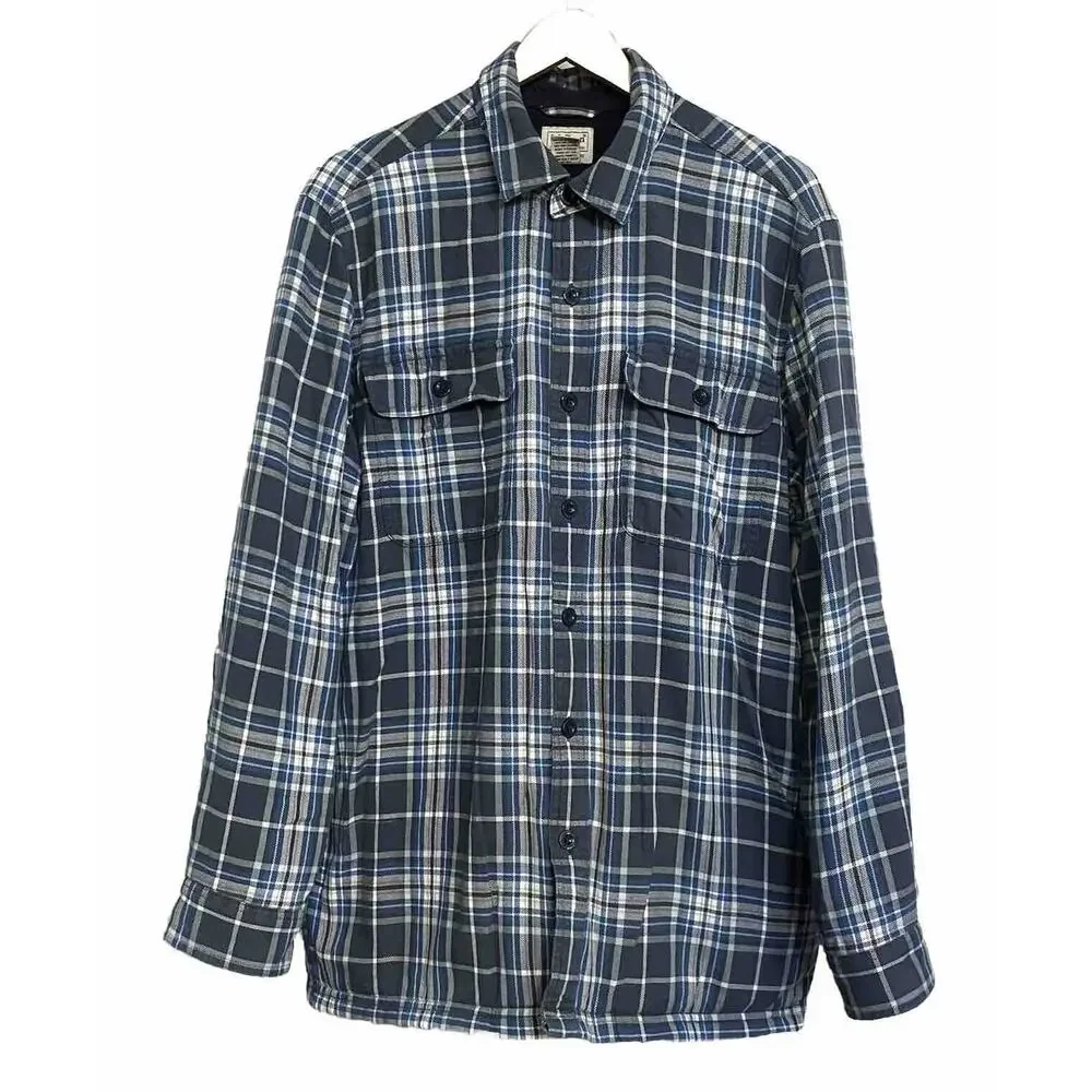 L.L. Bean Shirt Jacket Flannel Fleece Lined Button Up Shacket Mens‎ Medium
